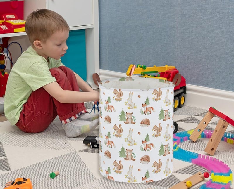 DDBASKET Kids Laundry Basket Animal Hamper for Nursery Woodland Hamper Cute Kids Storage Bin Organizer Room Decor for Home(Tree animal) - Image 3